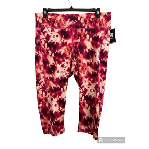 ID IDEOLOGY Plus Size Compression Tie-Dye‎ Side-Pocket Crop Leggings 1X - Picture 1 of 3